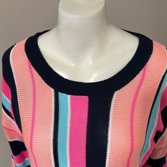 Lilly Pulitzer Daryn Sweater True Navy Island Jungle Multi Stripe Jumper Sz M - Picture 5 of 16
